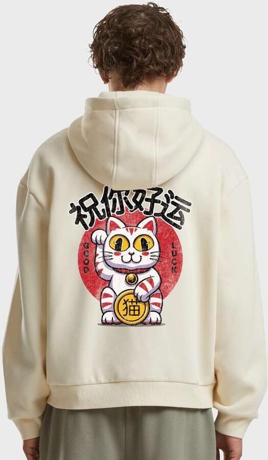 Mister tee Good Luck Cat Fluffy Zip Hoody Men Hoodies & Sweaters beige Maat XXL Kleding - Foto 2