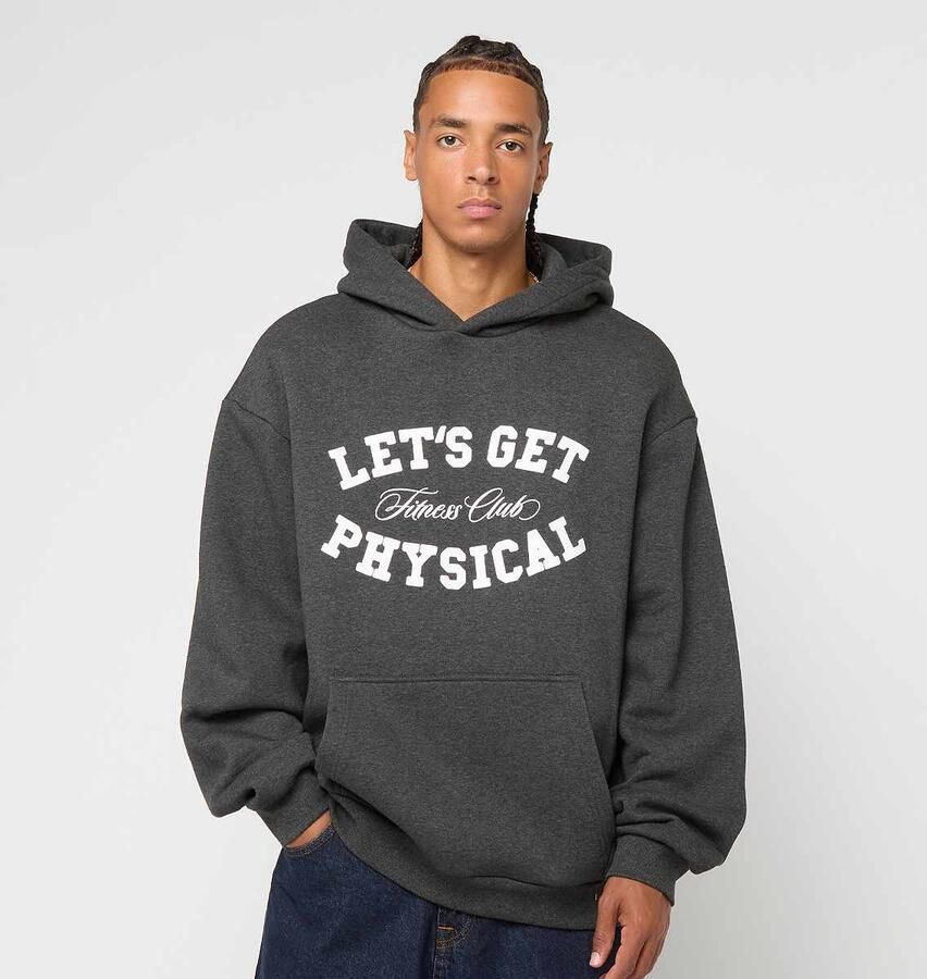 Mister tee Let's Get Physical Fluffy Hoody Men Hoodies & Sweaters grijs Maat XXL Kleding - Foto 3