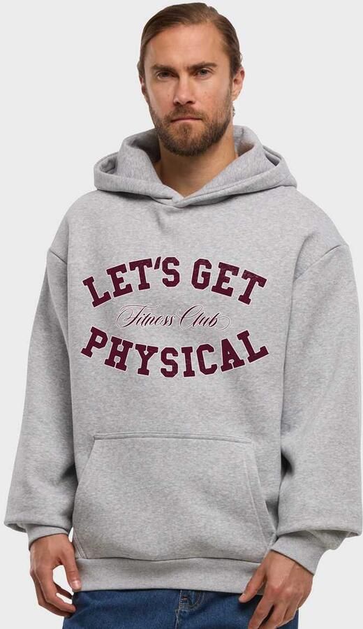 Mister tee Let's Get Physical Fluffy Hoody Men Hoodies & Sweaters grijs Maat XXL Kleding - Foto 3