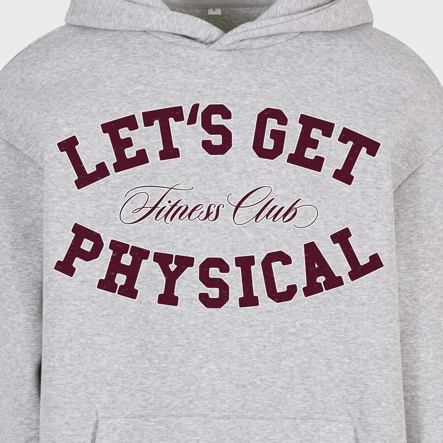 Mister tee Let's Get Physical Fluffy Hoody Men Hoodies & Sweaters grijs Maat XXL Kleding