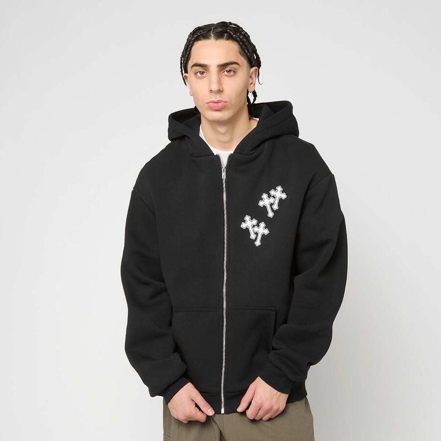 Mister tee Mary Cross Fluffy Zip Hoody Men Hoodies & Sweaters zwart Maat XXL Kleding