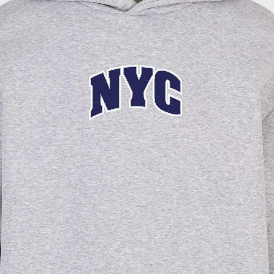 Mister tee NYC College Letters Fluffy Hoody Men Hoodies & Sweaters grijs Maat XXL Kleding