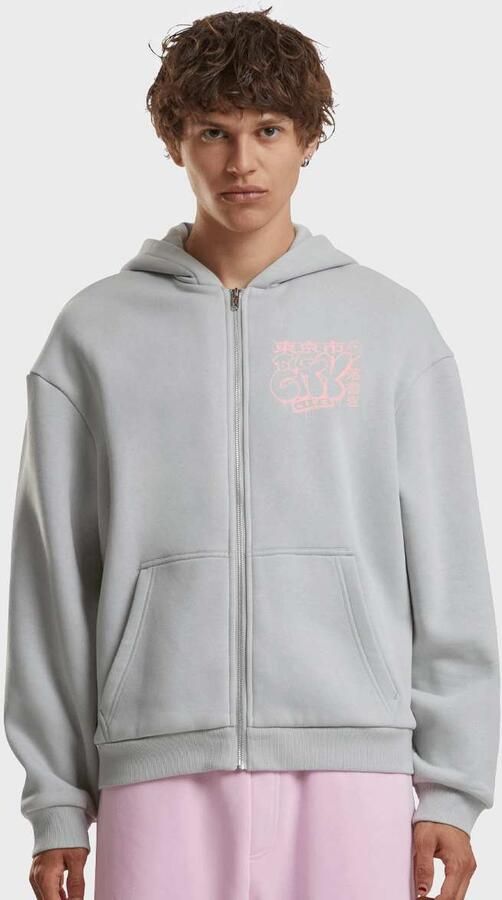 Mister tee Tokyo City Life Fluffy Zip Hoody Men Hoodies & Sweaters grijs Maat XXL Kleding - Foto 2
