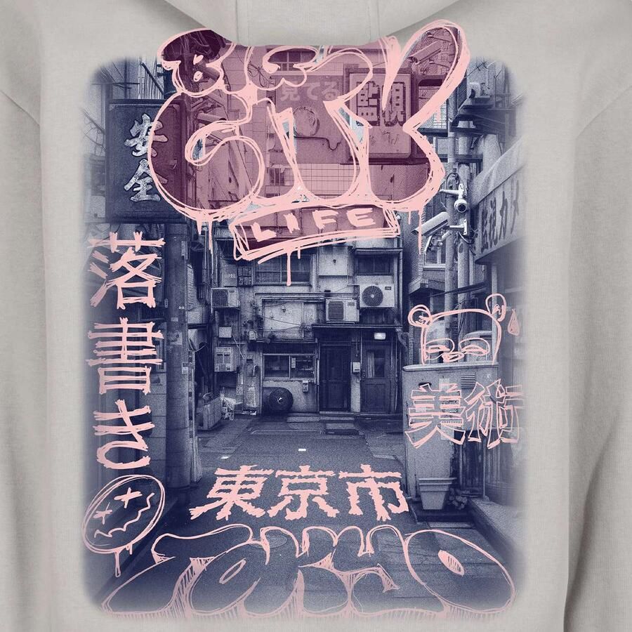 Mister tee Tokyo City Life Fluffy Zip Hoody Men Hoodies & Sweaters grijs Maat XXL Kleding