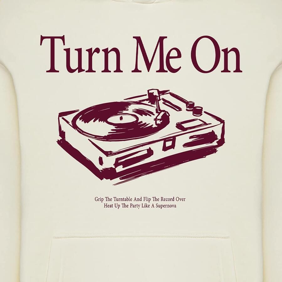 Mister tee Turn Me On Record Player Fluffy Hoody Men Hoodies & Sweaters beige Maat XXL Kleding