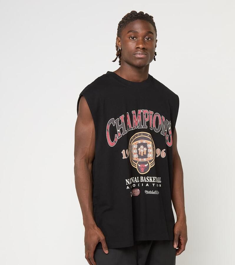 Mitchell & Ness NBA Chicago Bulls 96 Champion Rings Sleeveless T-Shirt Men Tanktops zwart Maat XL Kleding - Foto 3