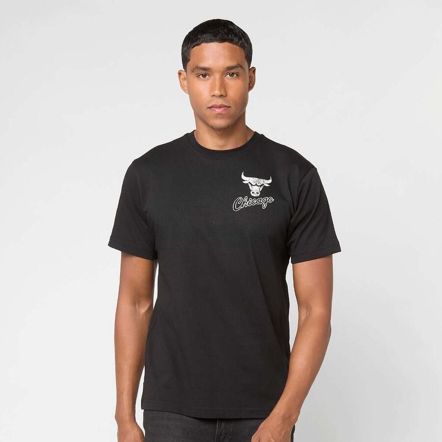 Mitchell & Ness NBA Chicago Bulls HWC Overlap Graphic Tee Men T-Shirts Polo's zwart Maat XL Kleding