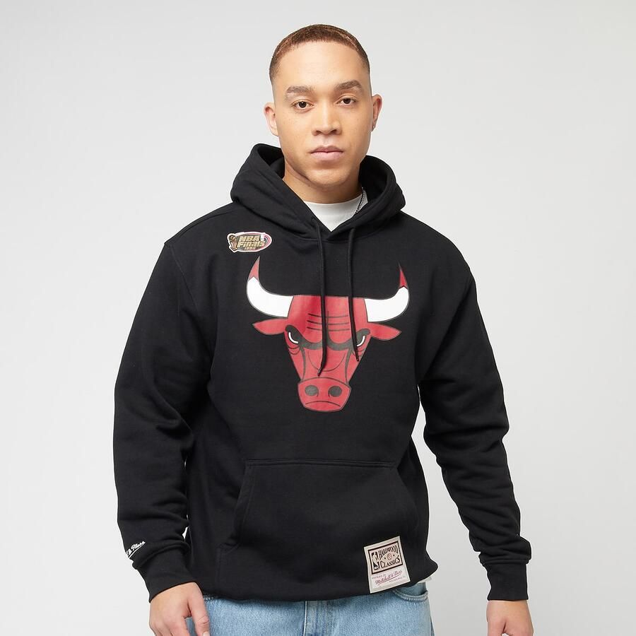 Mitchell & Ness NBA Chicago Bulls Logo Hoody Men Hoodies Sweaters zwart Maat S Kleding - Foto 3