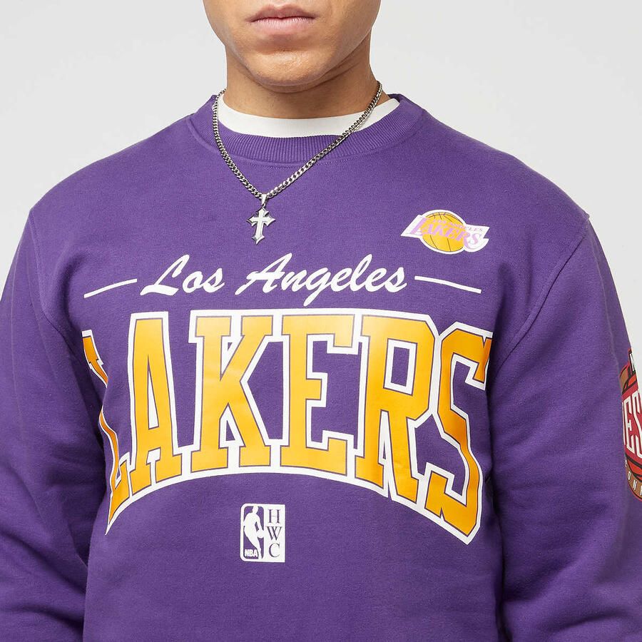 Mitchell & Ness NBA Los Angeles Lakers There Back Fleece Crew Hoodies Sweaters roze Maat S Kleding - Foto 2
