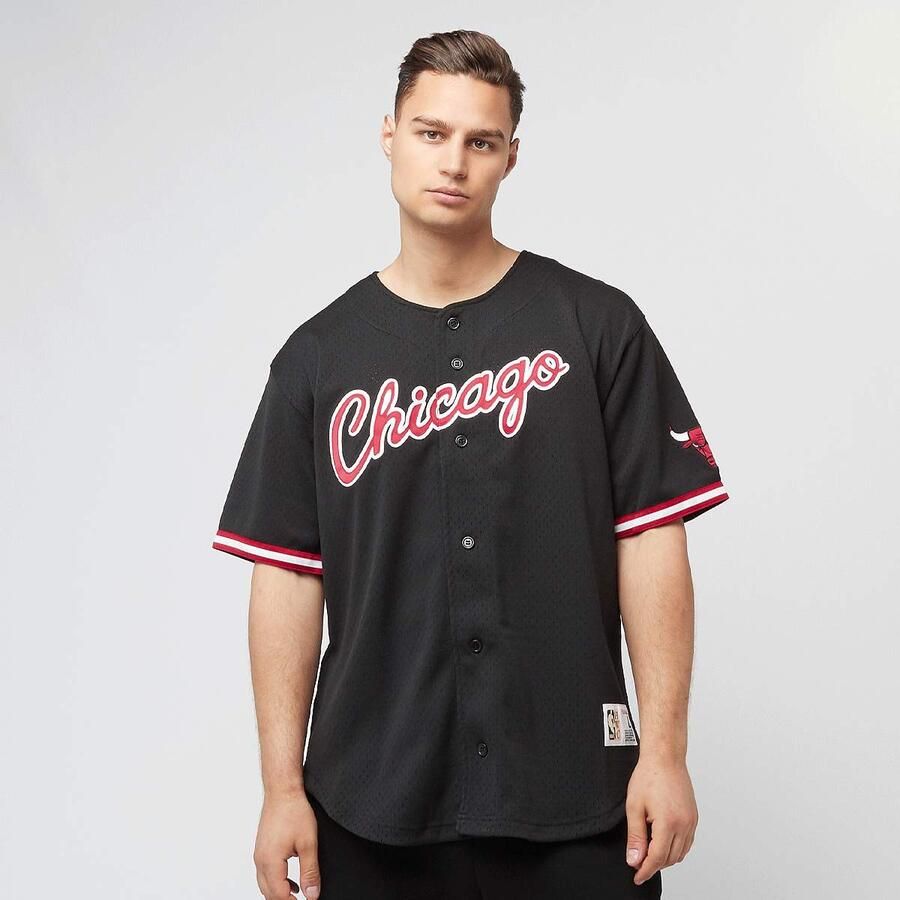 Mitchell & Ness NBA On the Clock Mesh Button Front Vintage Logo Chicago Bulls men Jersey's zwart Maat XXL Kleding - Foto 3