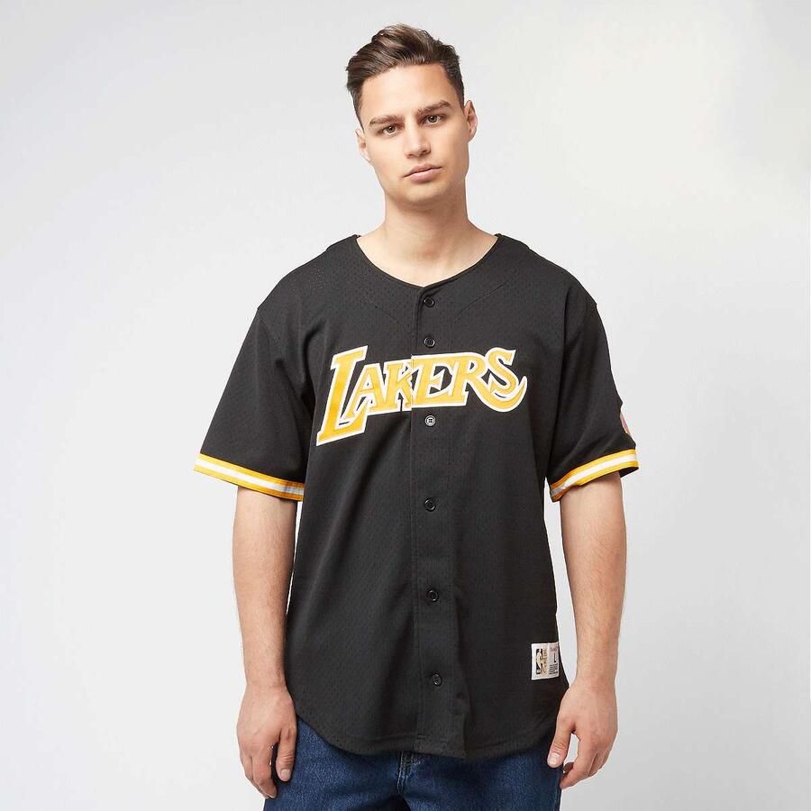 Mitchell & Ness NBA On the Clock Mesh Button Front Vintage Logo LA Lakers Men Jersey's zwart Maat XXL Kleding - Foto 3