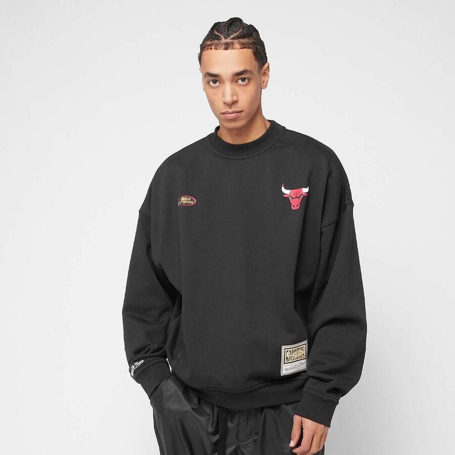 Mitchell & Ness NBA Oversweep Crewneck Sweater Chicago Bulls men Hoodies Sweaters zwart Maat XXL Kleding