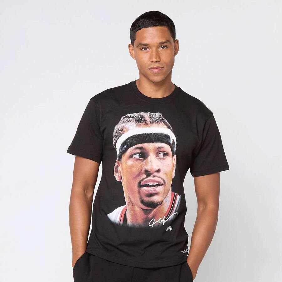 Mitchell & Ness NBA Philadelphia 76ers Player Big Face Tee Men T-Shirts Polo's zwart Maat XL Kleding - Foto 3