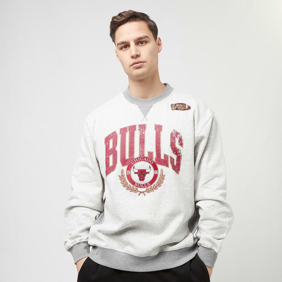 Mitchell & Ness NBA Premium Fleece Crew Chicago Bulls Men Hoodies Sweaters grijs Maat S Kleding - Foto 3