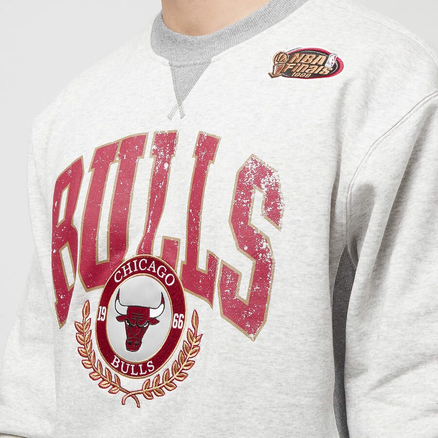 Mitchell & Ness NBA Premium Fleece Crew Chicago Bulls Men Hoodies Sweaters grijs Maat S Kleding - Foto 2