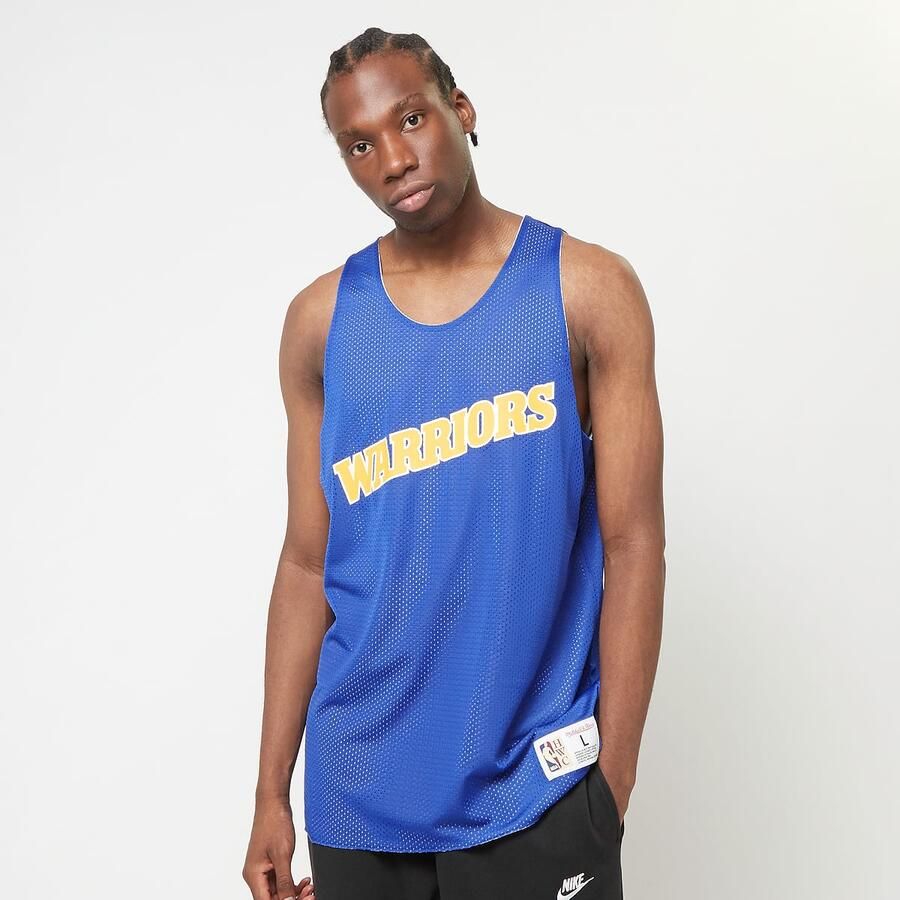 Mitchell & Ness NBA Reversible Mesh Tank Vintage Logo Golden Warriors Men Tanktops blauw Maat S Kleding