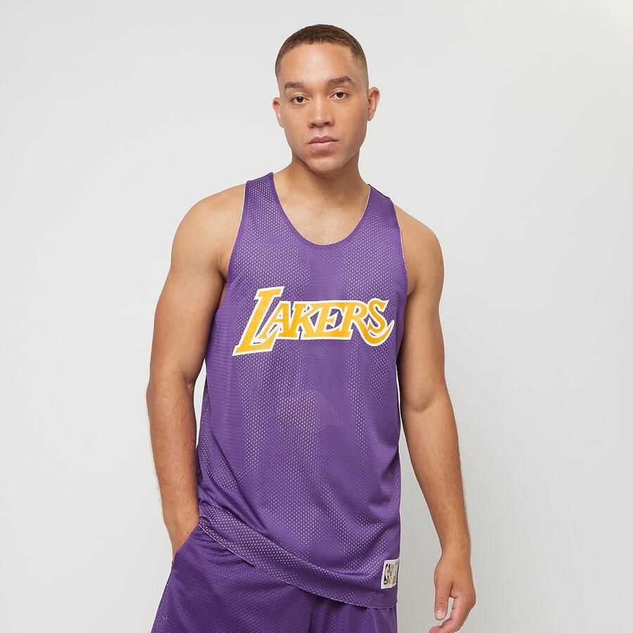 Mitchell & Ness NBA Reversible Mesh Tank Vintage Logo La Lakers Tanktops roze Maat S Kleding
