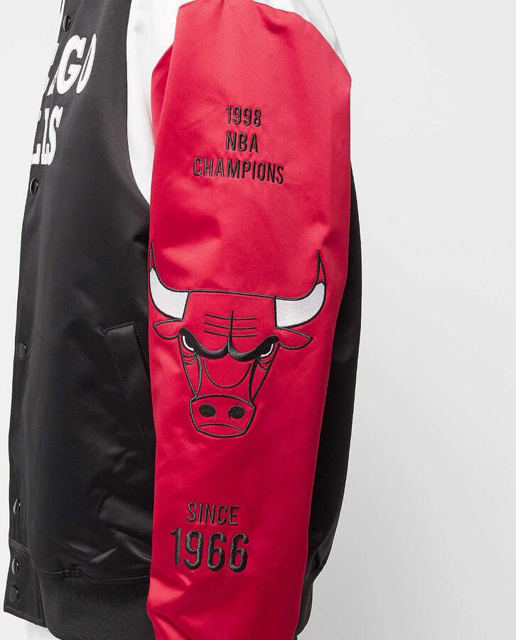 Mitchell & Ness NBA Team Origins Satin Jacket Vintage Logo Chicago Bulls Men College jacks zwart Maat S Kleding - Foto 2