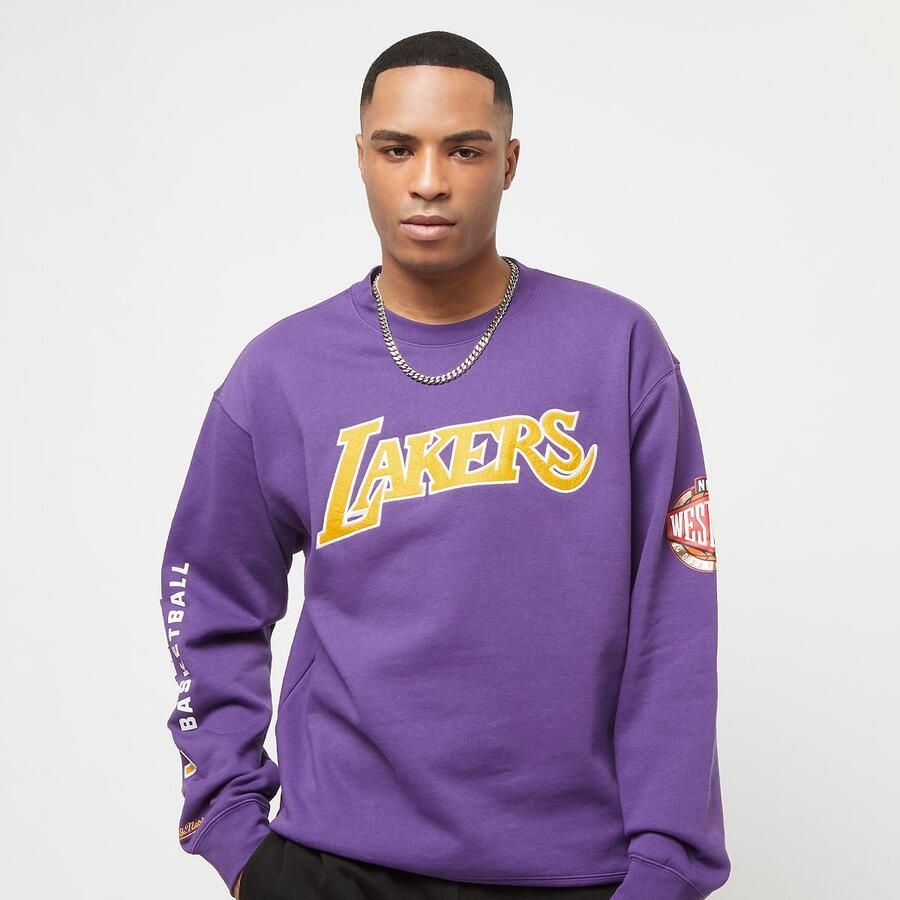 Mitchell & Ness NBA There and Back Fleece Crew Los Angeles Lakers Hoodies Sweaters roze Maat S Kleding - Foto 3