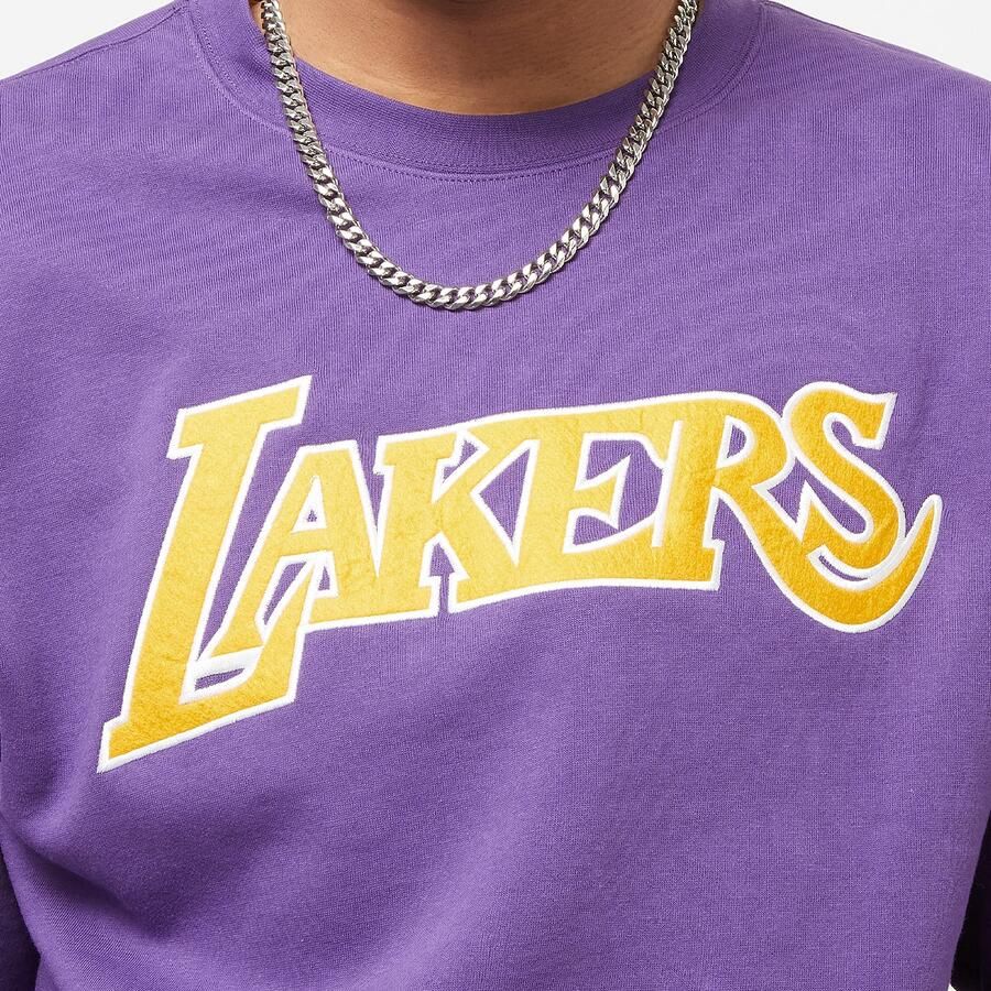 Mitchell & Ness NBA There and Back Fleece Crew Los Angeles Lakers Hoodies Sweaters roze Maat S Kleding - Foto 2