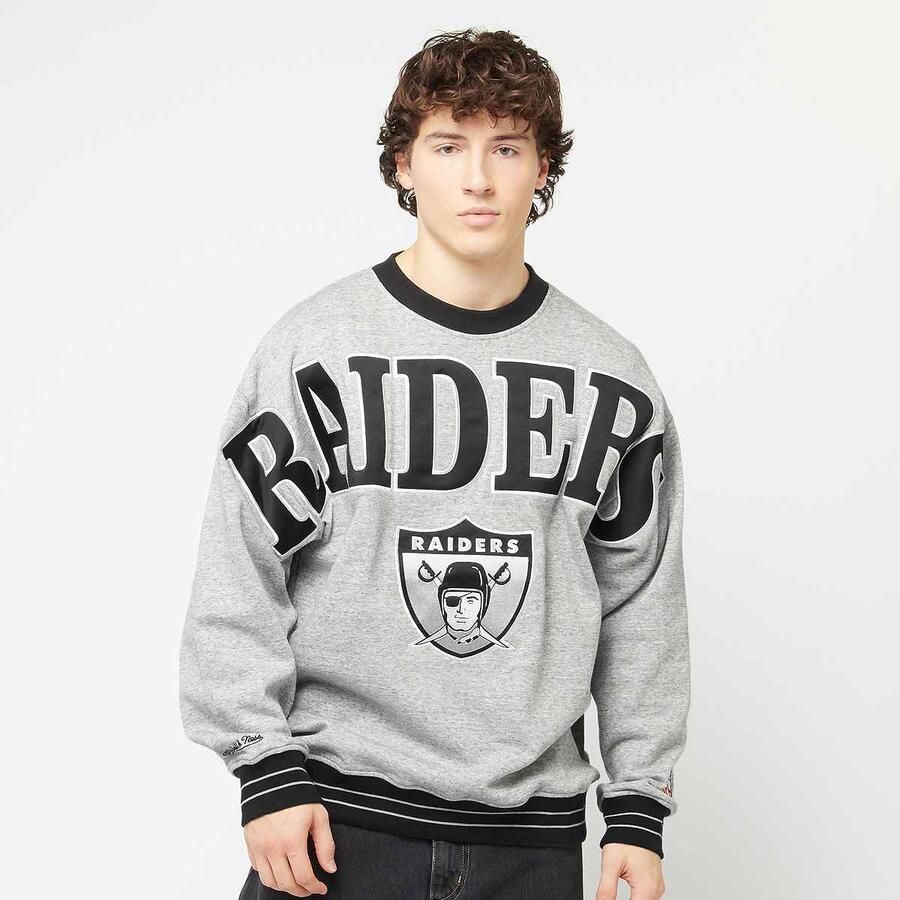 Mitchell & Ness NFL Oakland Raiders FL FLD Satin Fleece Crew men Hoodies Sweaters grijs Maat XL Kleding - Foto 3