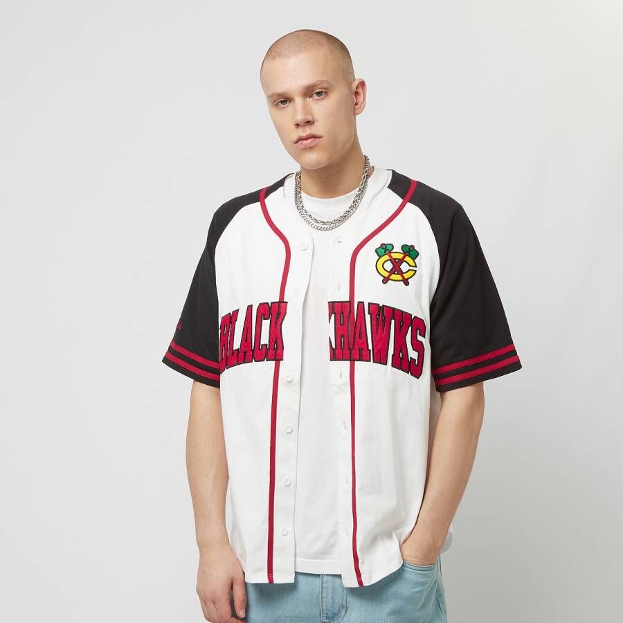Mitchell Ness Nhl Chicago Blackhawks Practise Day Button Front Jersey s Kleding white maat XL beschikbare maaten S M L XL Kledingwinkel