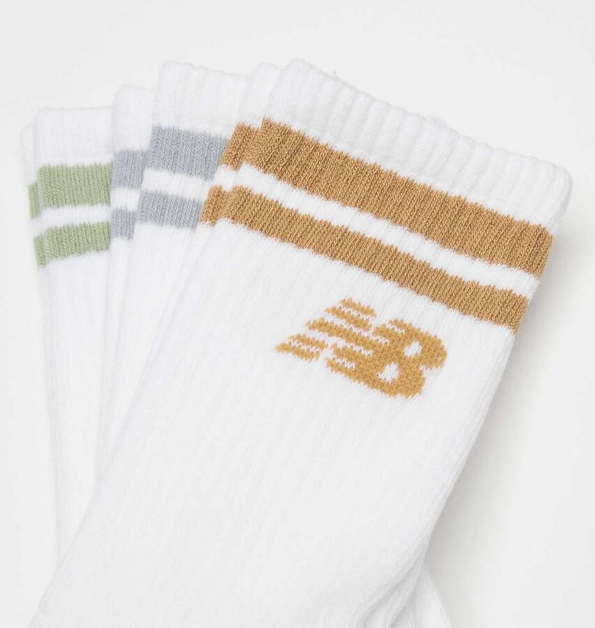 New Balance 3 PACK EVERYDAY STRIPE MIDCALF white Unisex Sokken wit Maat 39-42 Kleding