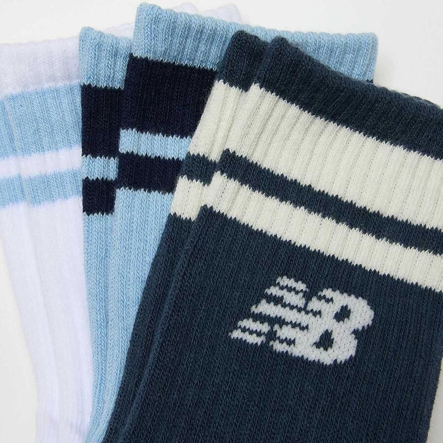 New Balance 3 PACK KIDS EVERYDAY STRIPE SEASONAL MIDCALF white blue Unisex Sokken blauw Maat 31-34 Kleding