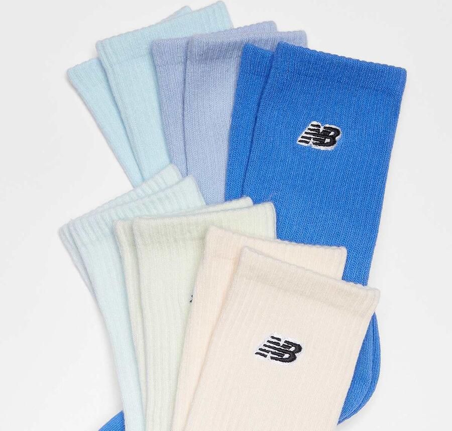 New Balance 6 PACK Patch Logo Crew Socks Unisex Sokken multicolor Maat 27-30 Kleding
