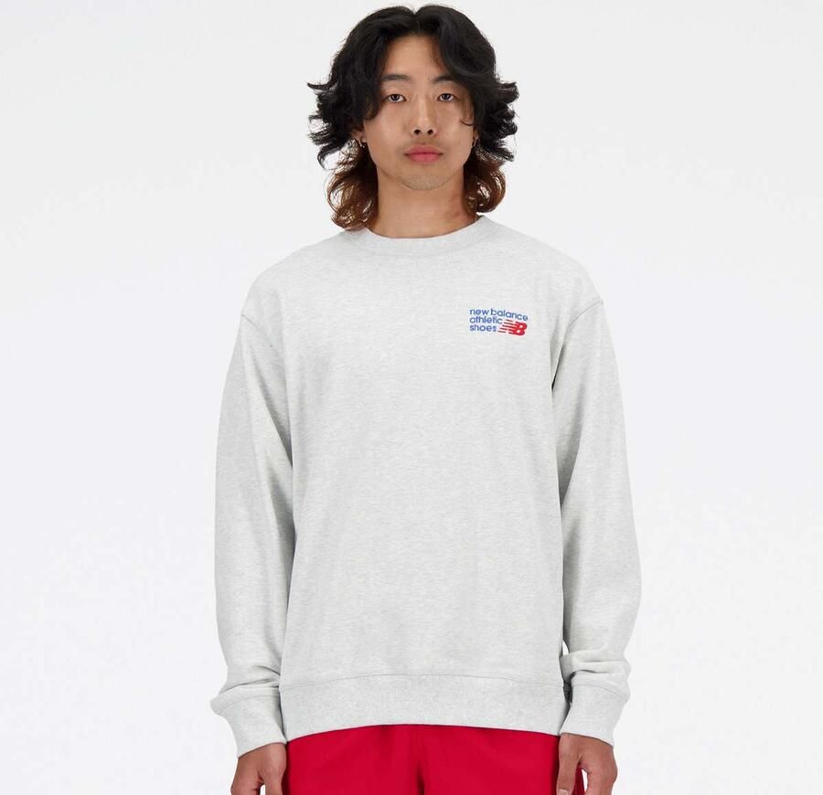New Balance Athletics Premium Logo Crew Men Hoodies & Sweaters grijs Maat XL Kleding - Foto 3