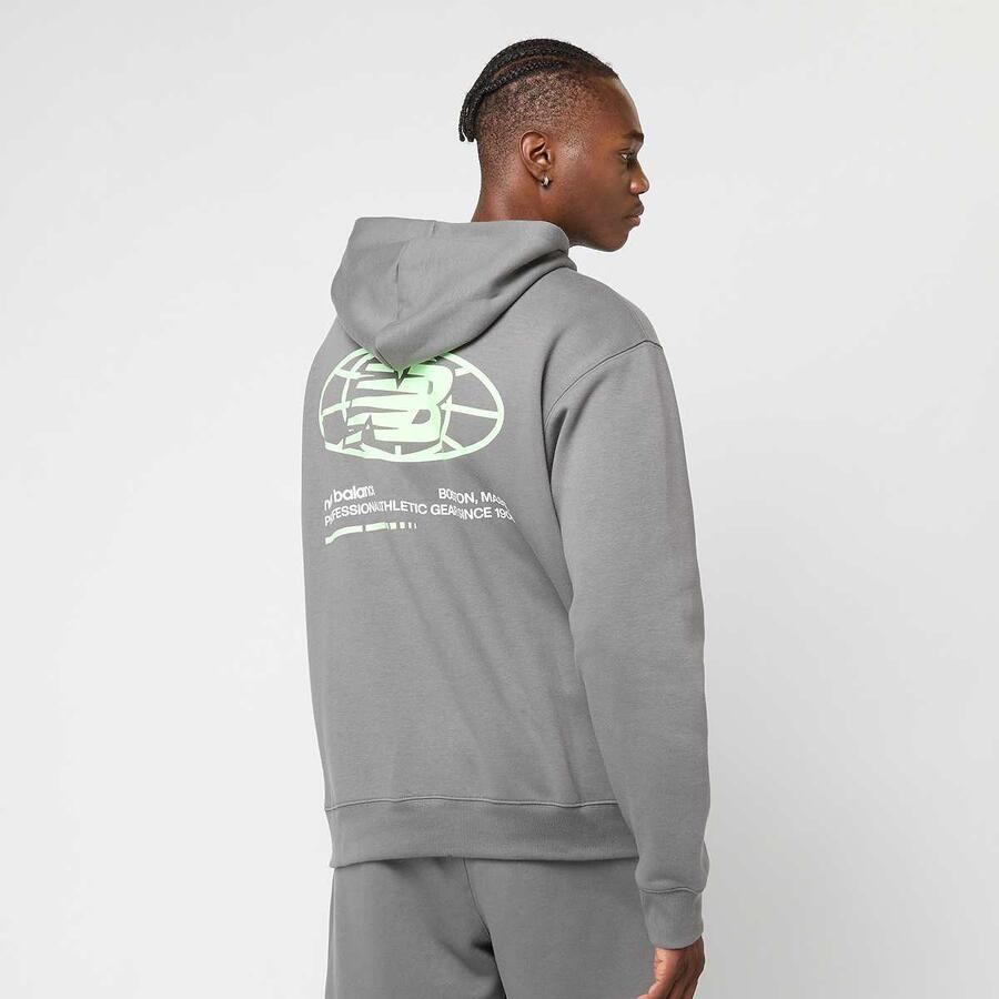 New Balance Back Print Graphic Hoodie Men Hoodies & Sweaters grijs Maat XL Kleding