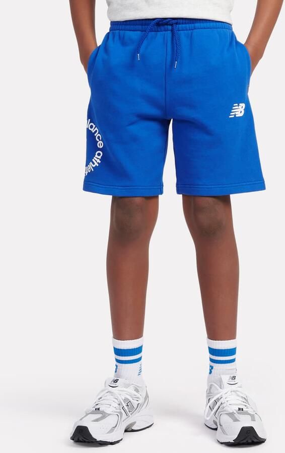 New Balance Circular Logo Graphic Short Unisex Sport shorts blauw Kleding - Foto 3