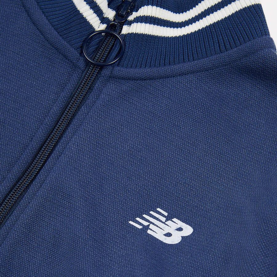 New Balance Double Knit Full Zip Funnel Top Unisex Trainingspakken blauw Kleding