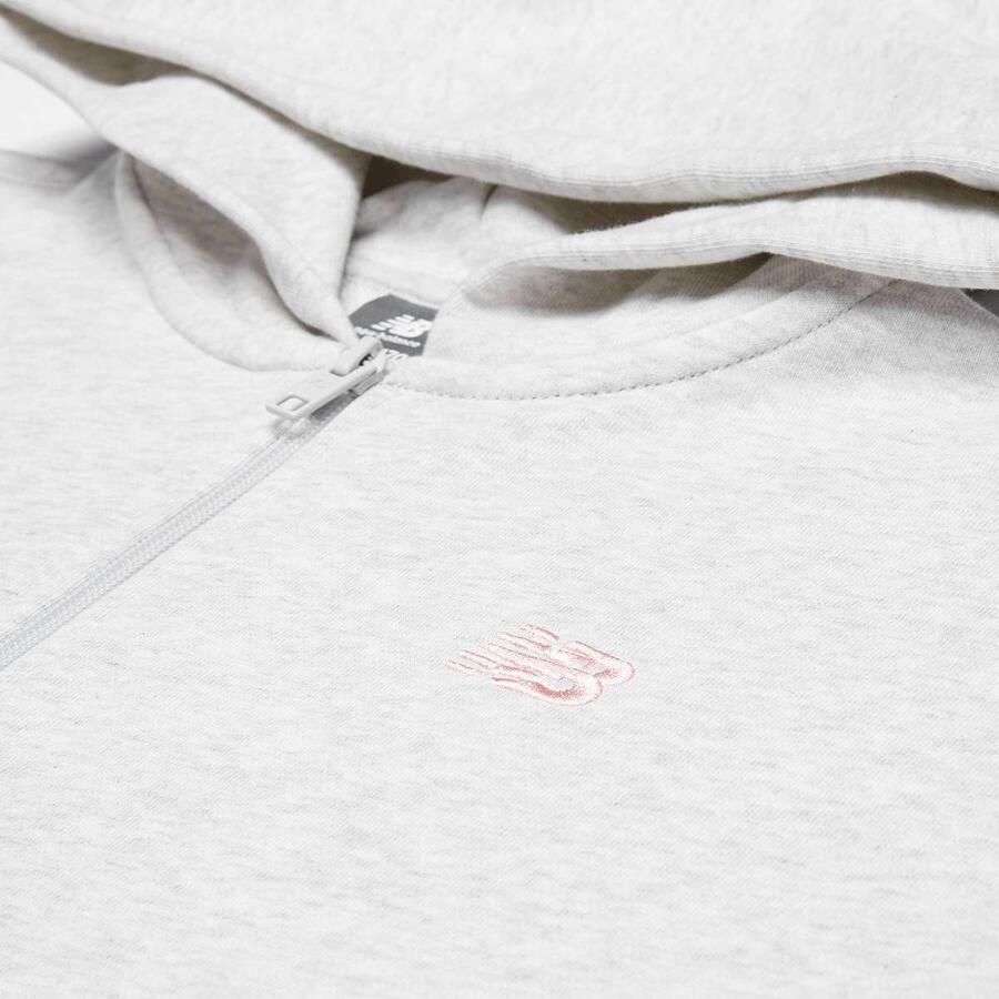 New Balance French Terry Small Logo Full Zip Hoodie Unisex Hoodies & Sweaters grijs Kleding