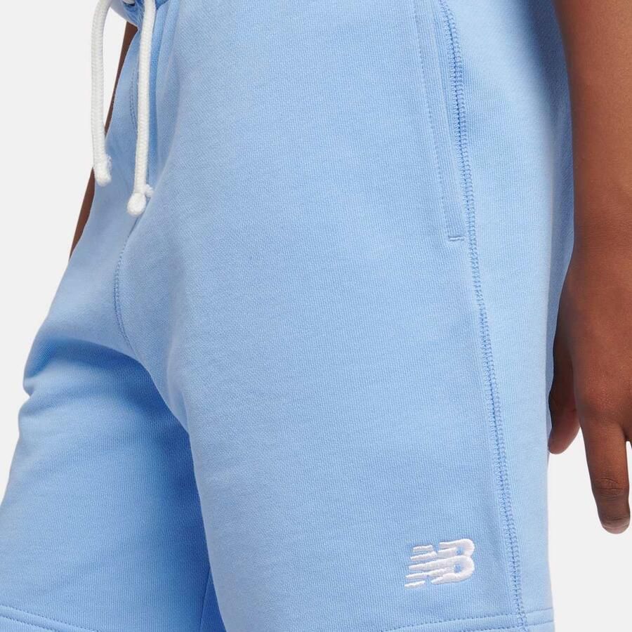 New Balance French Terry Small Logo Short Unisex Sport shorts blauw Kleding