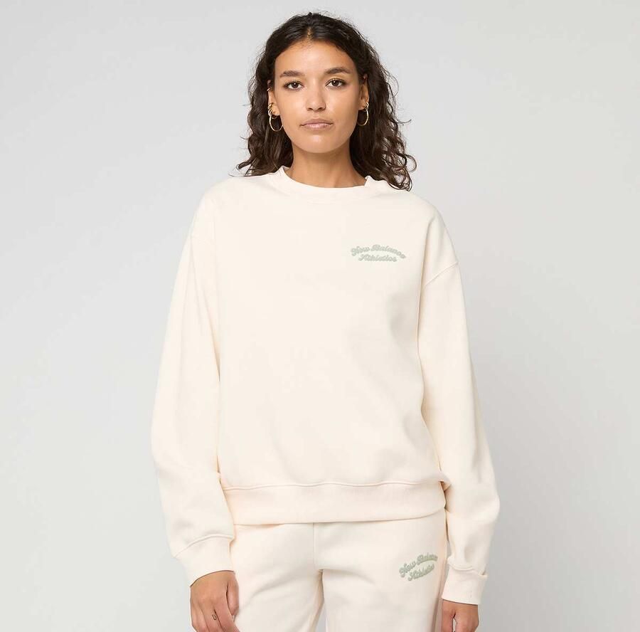 New Balance Linear Heritage Fleece Crew Wo Hoodies & Sweaters beige Maat XS Kleding - Foto 2