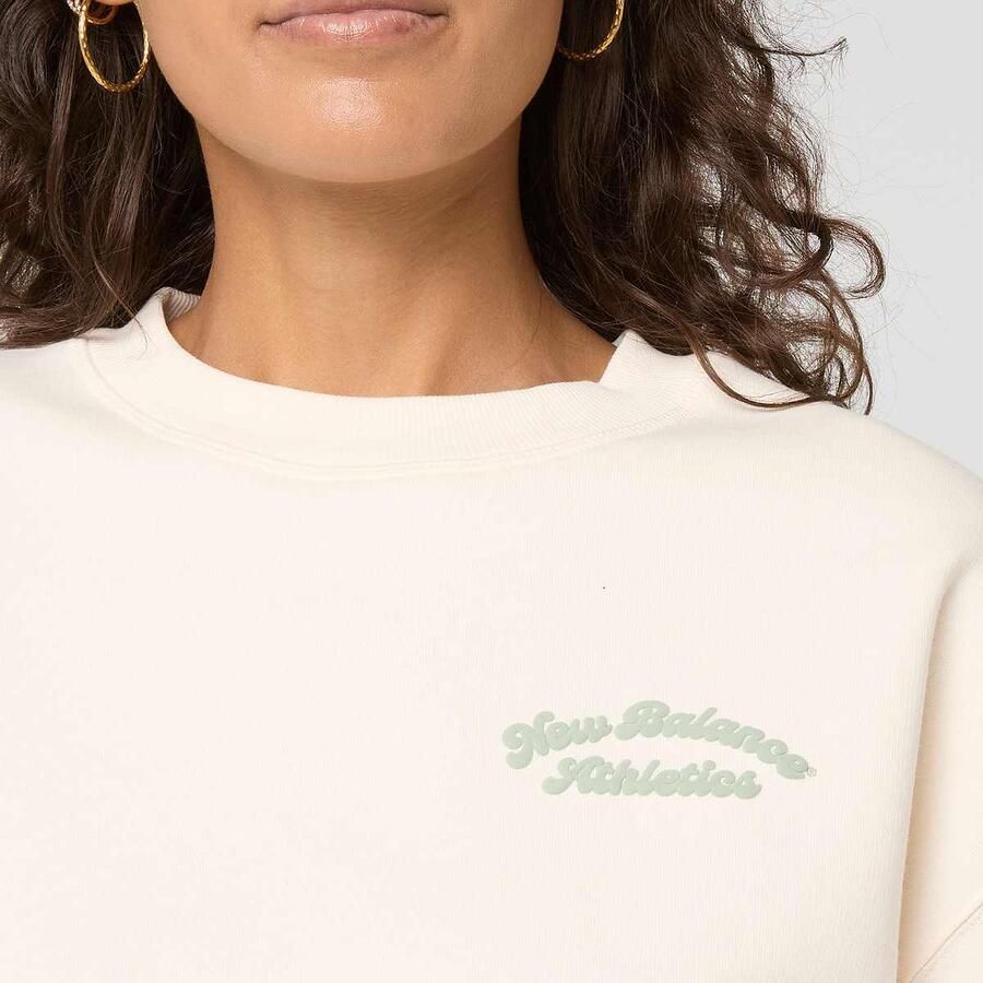 New Balance Linear Heritage Fleece Crew Wo Hoodies & Sweaters beige Maat XS Kleding