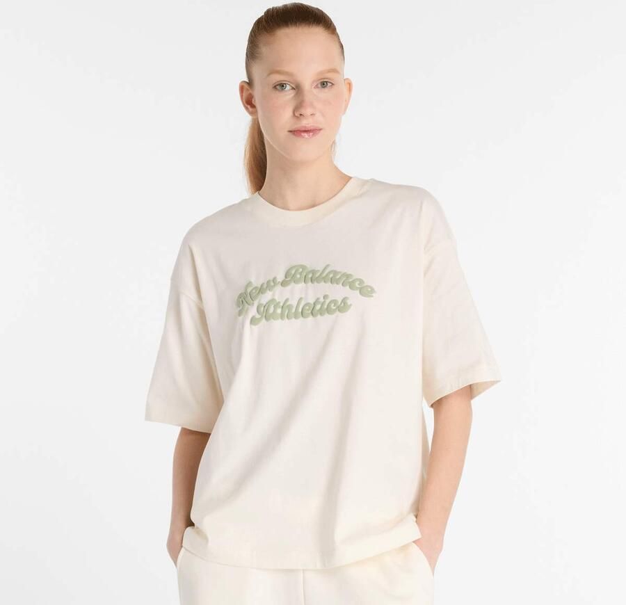 New Balance Linear Heritage Oversized T-Shirt Wo T-Shirts & Polo's beige Maat XS Kleding - Foto 3