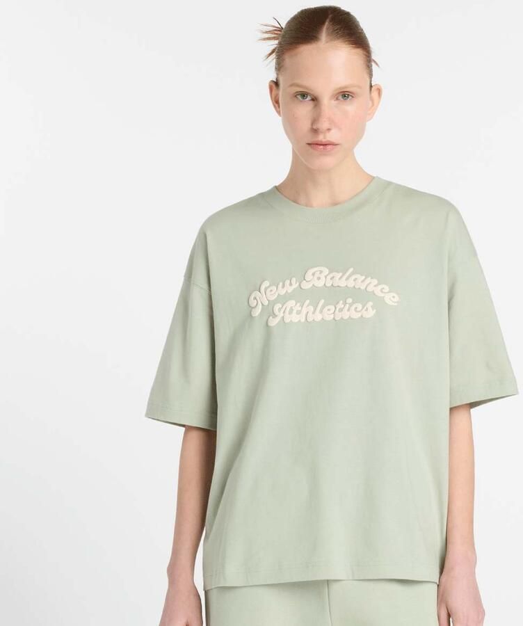 New Balance Linear Heritage Oversized T-Shirt Wo T-Shirts & Polo's groen Maat XS Kleding - Foto 3