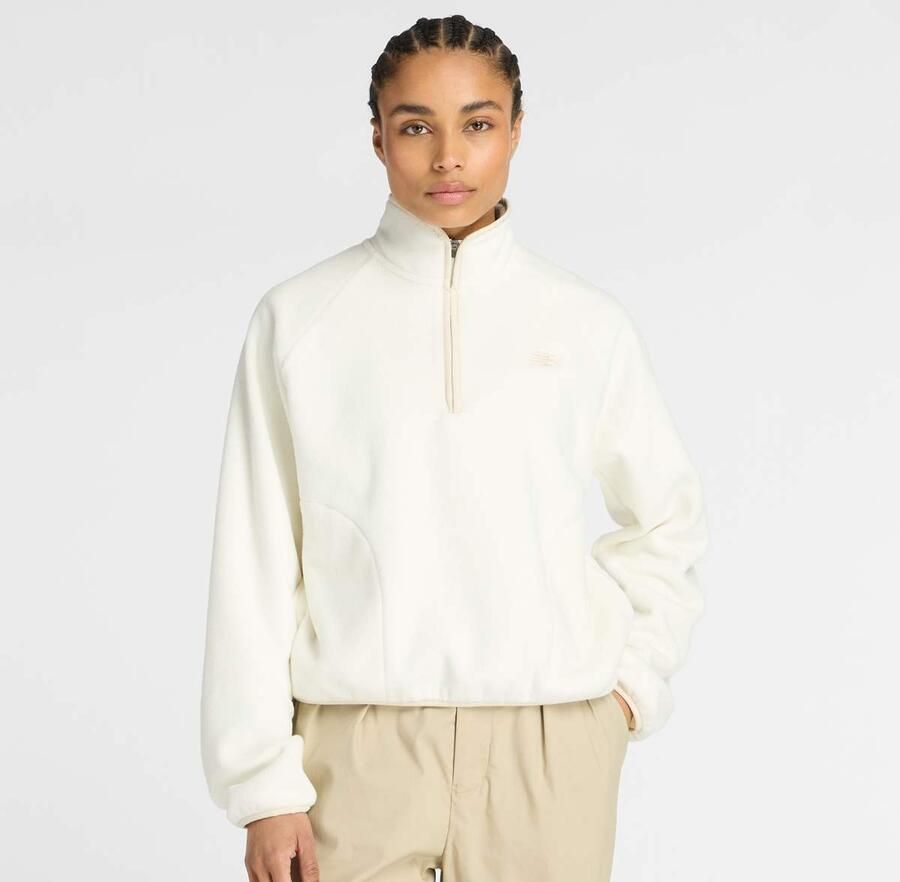 New Balance Polar Fleece Half Zip Wo Kleding beige Maat XS - Foto 3