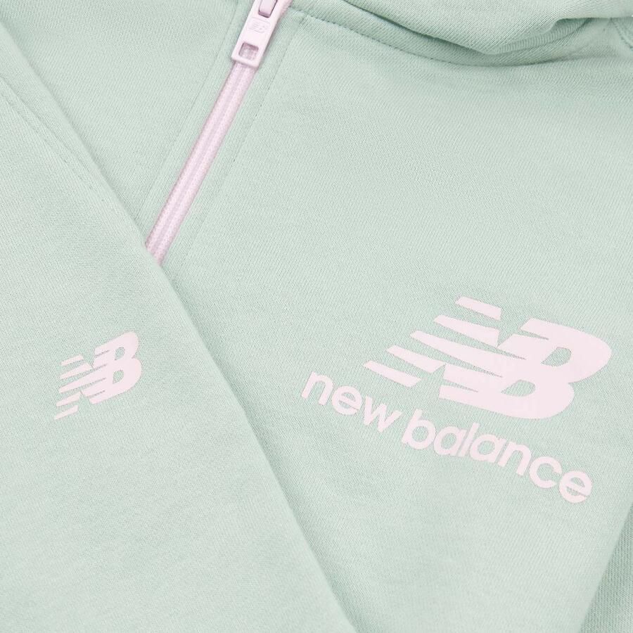 New Balance Set Stacked Logo French Terry Zip Hoodie and Jogger Unisex Trainingspakken groen Kleding