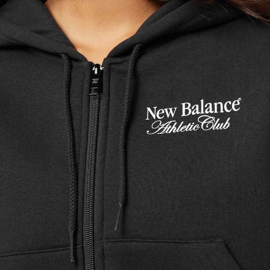 New Balance Waist Length Full Zip Hoodie Wo Hoodies & Sweaters zwart Maat XS Kleding