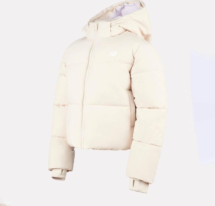 New Balance Wide Baffle Puffer Coat Unisex jackets beige Kleding