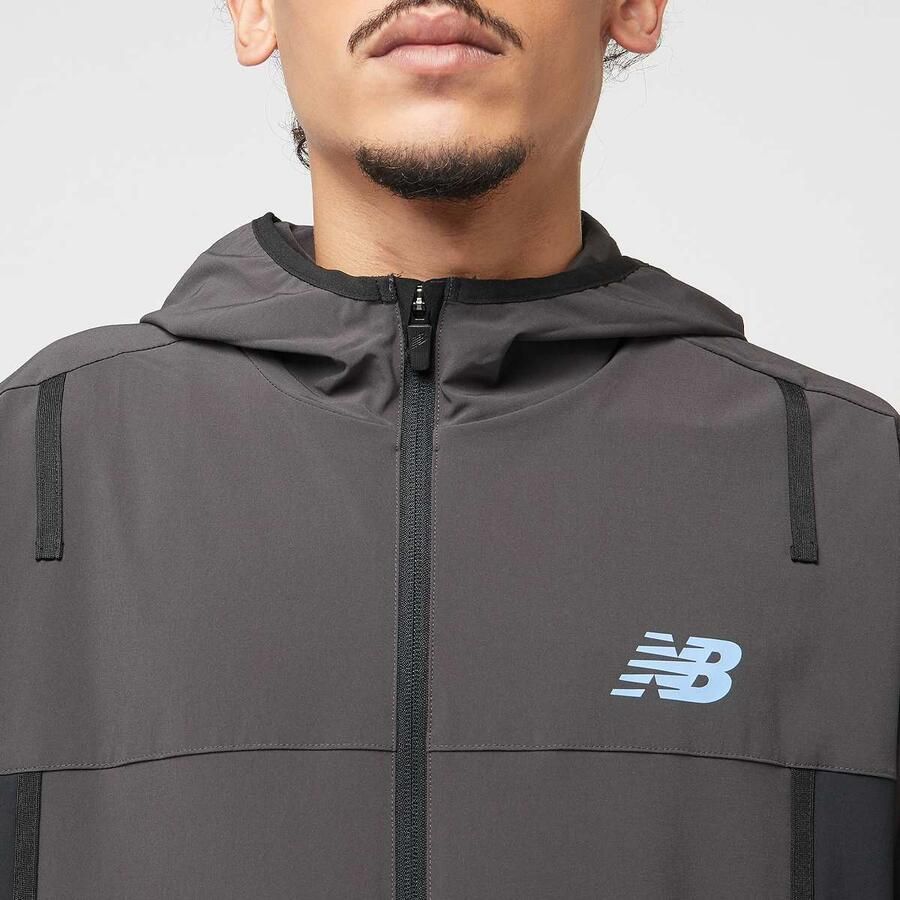 New Balance Woven Full Zip Jacket Men Trainingspakken grijs Maat XL Kleding - Foto 2
