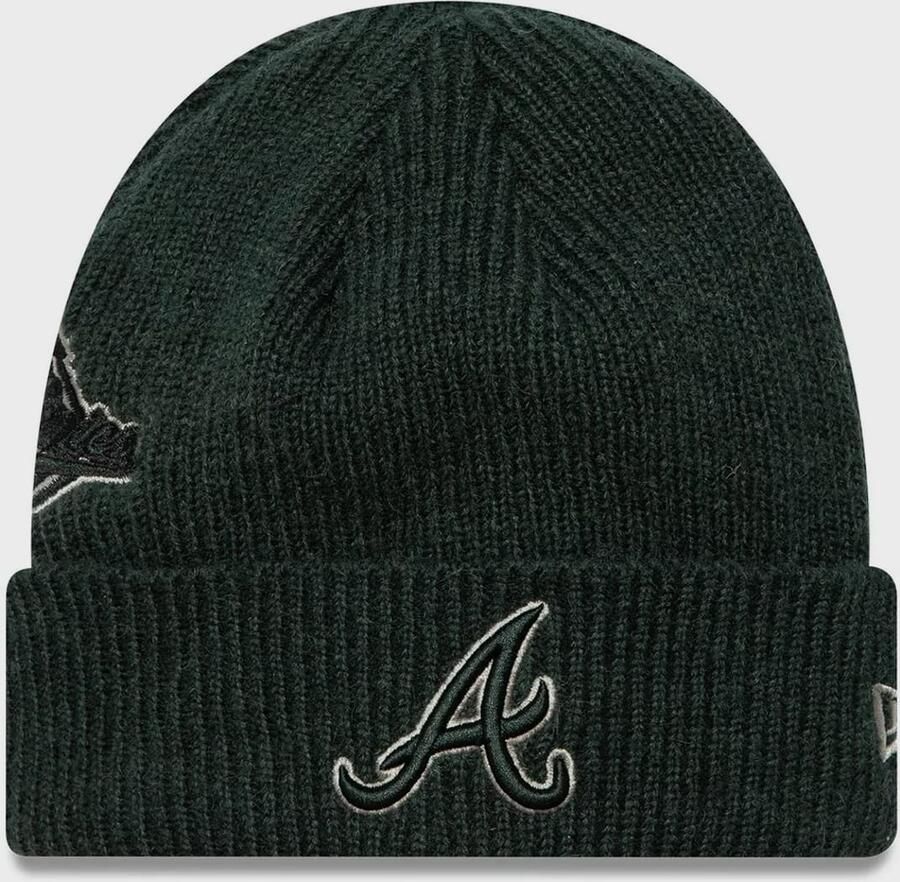 New era Beanie WS Patch MLB Atlanta Braves Unisex Mutsen groen Maat ONE SIZE Accessoires