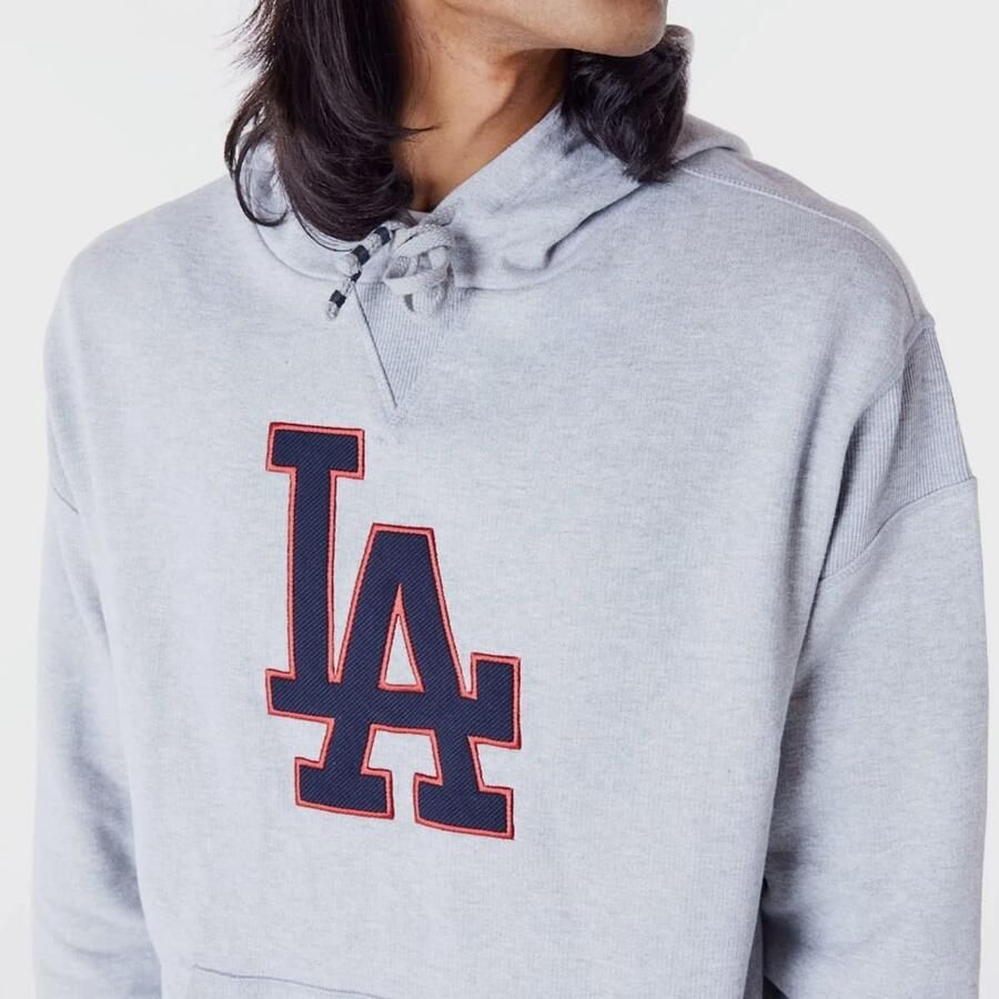 New era MLB RIB INFILL OS HOODIE los angeles dodgers hgrnvy Men Hoodies & Sweaters grijs Maat XL Kleding