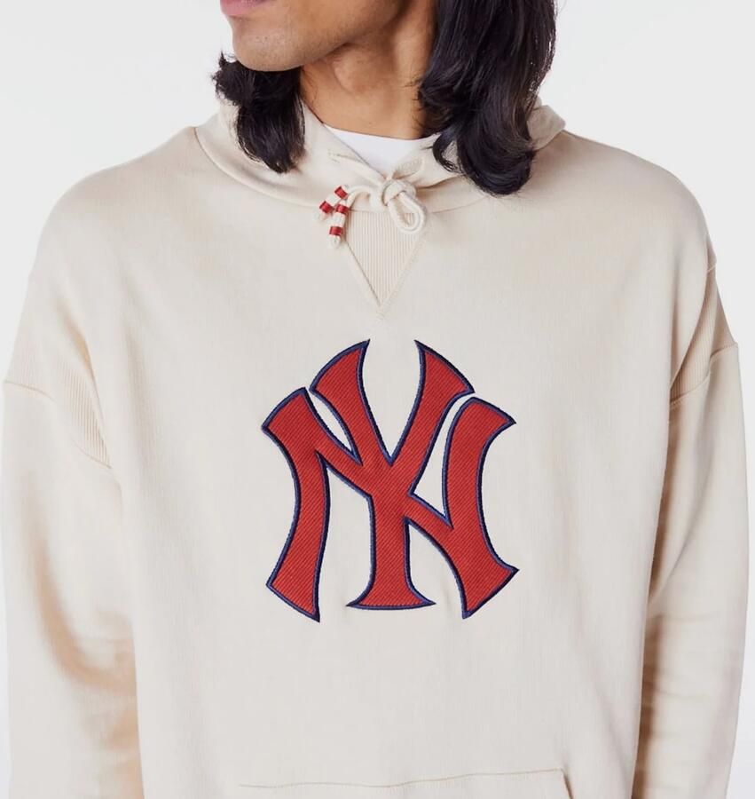 New era MLB RIB INFILL OS HOODIE new york yankees ltcinr Men Hoodies & Sweaters beige Maat XXL Kleding