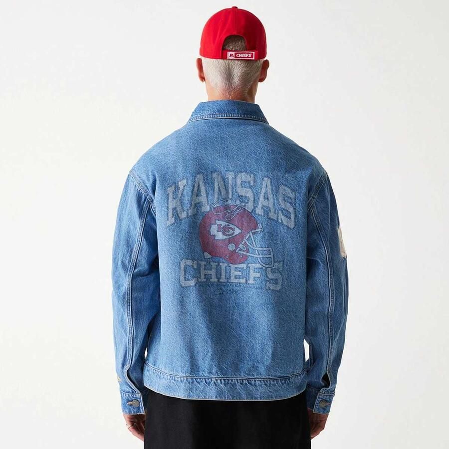 New era NFL Denim Jacket Kansas City Chiefs Men Spijkerjassen blauw Maat XL Kleding