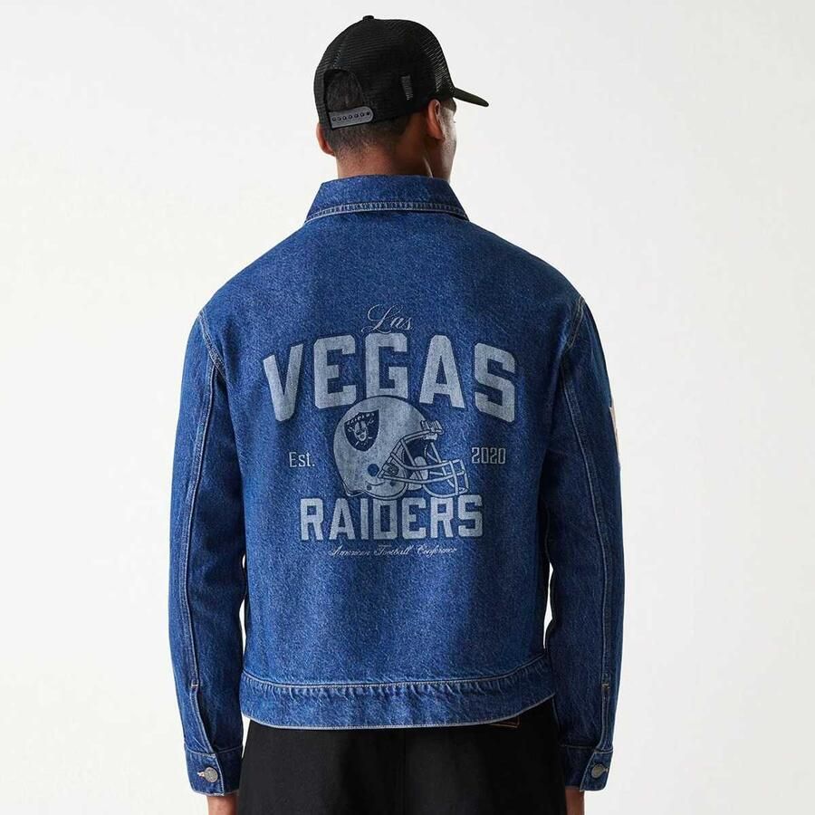 New era NFL Las Vegas Raiders Denim Jacket Men Spijkerjassen blauw Maat XL Kleding - Foto 3