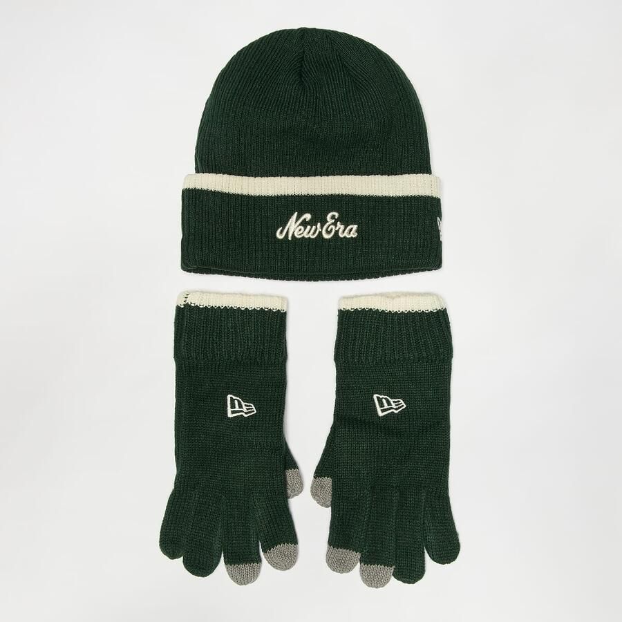 New era Script Beanie Set blk ofw Unisex Mutsen groen Maat ONE SIZE Accessoires - Foto 3
